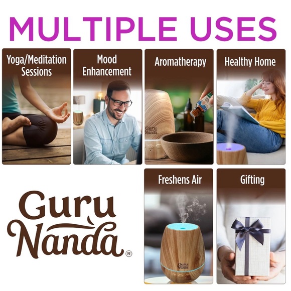 Guru Nanda Woodsy Ultrasonic Diffuser/Cool Mist Humidifier.  USB Cable, … - Picture 11 of 16